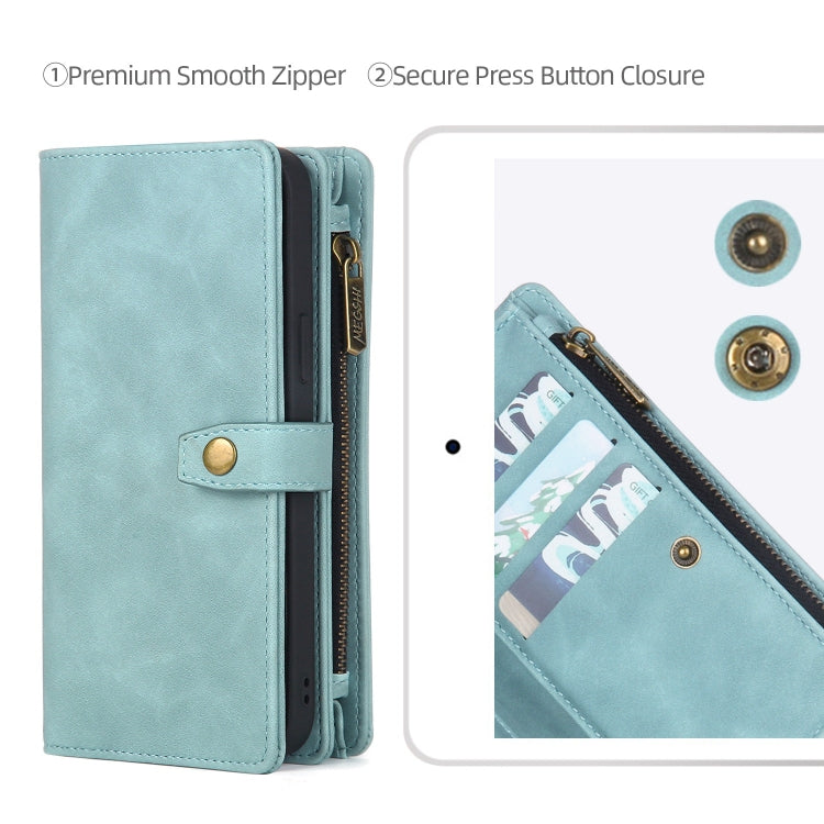 For iPhone 7 Plus / 8 Plus Zipper Wallet Magnetic Detachable Leather Phone Case(Blue) - More iPhone Cases by buy2fix | Online Shopping UK | buy2fix