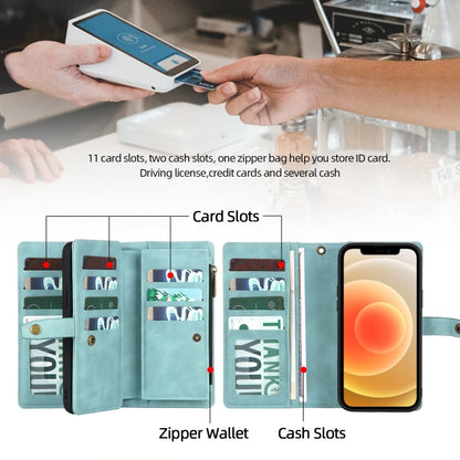 For iPhone 7 Plus / 8 Plus Zipper Wallet Magnetic Detachable Leather Phone Case(Blue) - More iPhone Cases by buy2fix | Online Shopping UK | buy2fix
