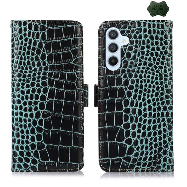 For Samsung Galaxy S24+ Crocodile Top Layer Cowhide Leather Phone Case(Green) - Galaxy Phone Cases by buy2fix | Online Shopping UK | buy2fix