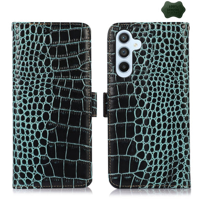 For Samsung Galaxy S24+ Crocodile Top Layer Cowhide Leather Phone Case(Green) - Galaxy Phone Cases by buy2fix | Online Shopping UK | buy2fix