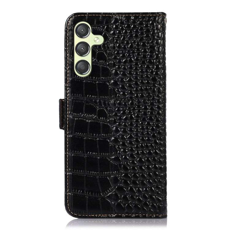 For Samsung Galaxy A25 5G Global Crocodile Top Layer Cowhide Leather Phone Case(Black) - Galaxy Phone Cases by buy2fix | Online Shopping UK | buy2fix