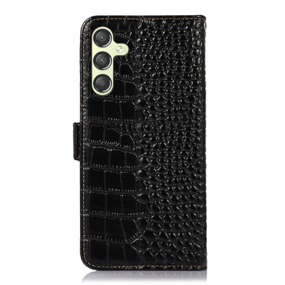 For Samsung Galaxy A25 5G Global Crocodile Top Layer Cowhide Leather Phone Case(Black) - Galaxy Phone Cases by buy2fix | Online Shopping UK | buy2fix