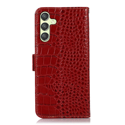 For Samsung Galaxy A25 5G Global Crocodile Top Layer Cowhide Leather Phone Case(Red) - Galaxy Phone Cases by buy2fix | Online Shopping UK | buy2fix