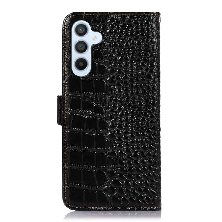 For Samsung Galaxy A35 5G Crocodile Top Layer Cowhide Leather Phone Case(Black) - Galaxy Phone Cases by buy2fix | Online Shopping UK | buy2fix