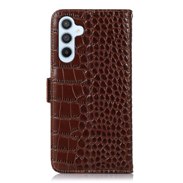 For Samsung Galaxy A55 5G Crocodile Top Layer Cowhide Leather Phone Case(Brown) - Galaxy Phone Cases by buy2fix | Online Shopping UK | buy2fix