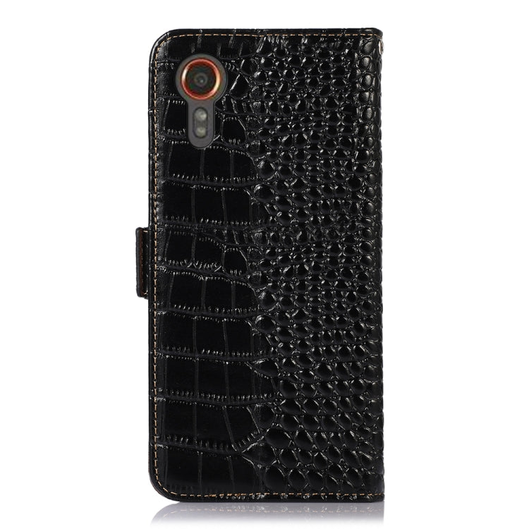 For Samsung Galaxy Xcover 7 Crocodile Top Layer Cowhide Leather Phone Case(Black) - Galaxy Phone Cases by buy2fix | Online Shopping UK | buy2fix