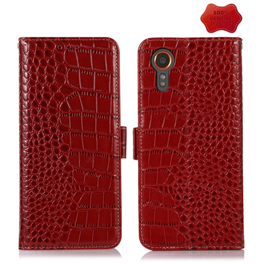 For Samsung Galaxy Xcover 7 Crocodile Top Layer Cowhide Leather Phone Case(Red) - Galaxy Phone Cases by buy2fix | Online Shopping UK | buy2fix