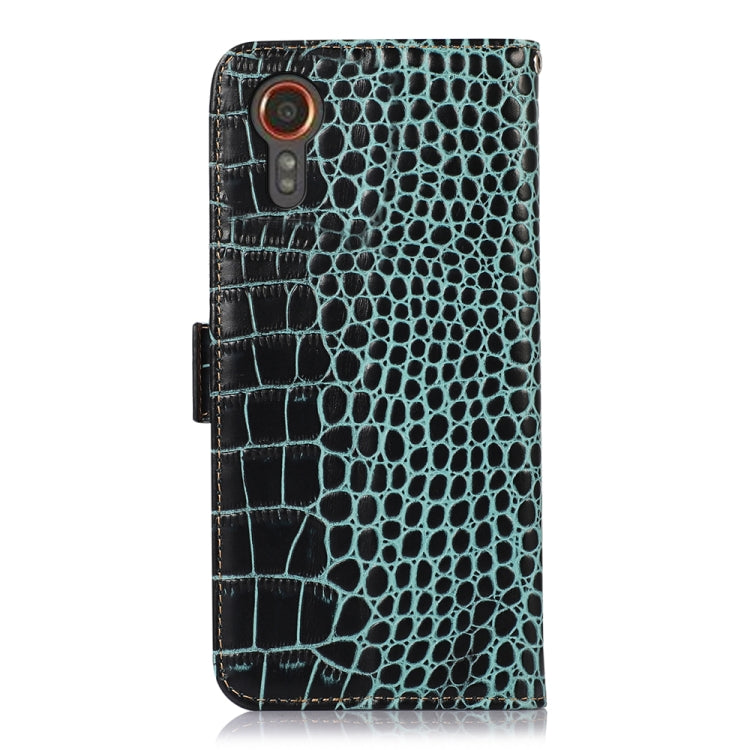 For Samsung Galaxy Xcover 7 Crocodile Top Layer Cowhide Leather Phone Case(Green) - Galaxy Phone Cases by buy2fix | Online Shopping UK | buy2fix