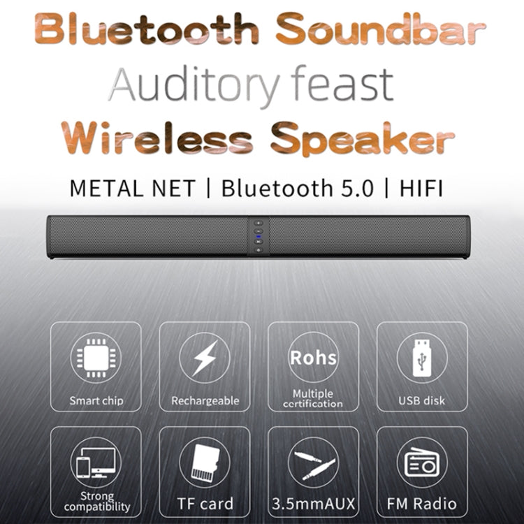 BS-36 20W Multi-Function 3D Stereo Surround Bluetooth Speaker Subwoofer Soundbar(Black) - Desktop Speaker by buy2fix | Online Shopping UK | buy2fix