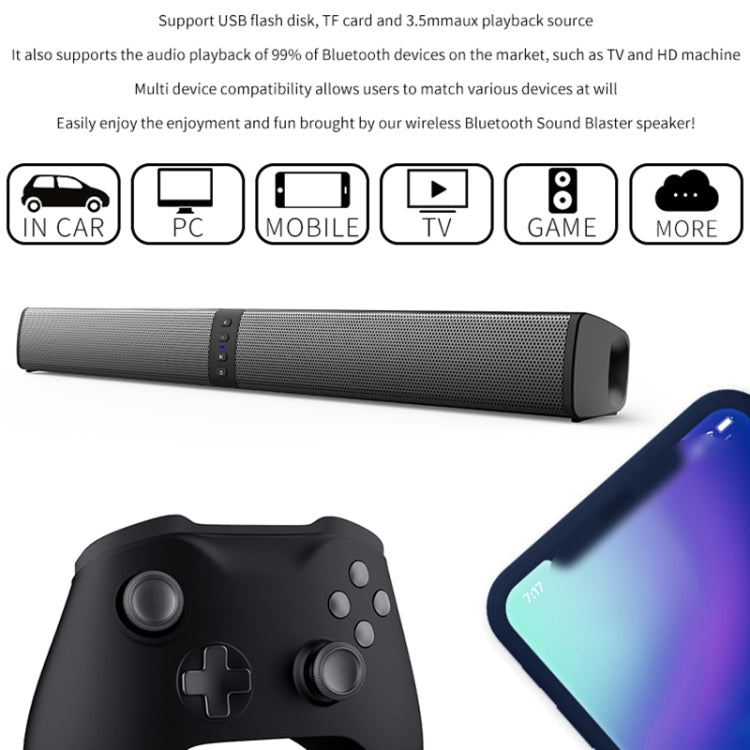 BS-36 20W Multi-Function 3D Stereo Surround Bluetooth Speaker Subwoofer Soundbar(Black) - Desktop Speaker by buy2fix | Online Shopping UK | buy2fix