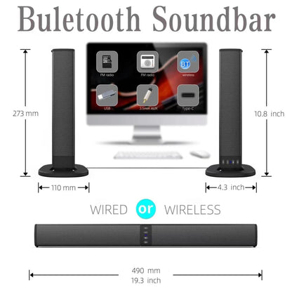 BS-36 20W Multi-Function 3D Stereo Surround Bluetooth Speaker Subwoofer Soundbar(Black) - Desktop Speaker by buy2fix | Online Shopping UK | buy2fix