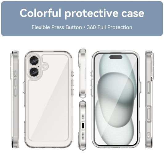 For iPhone 16 Plus Colorful Series Acrylic + TPU Phone Case(Transparent) by buy2fix