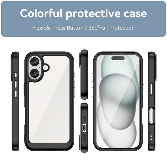 For iPhone 16 Colorful Series Acrylic + TPU Phone Case(Black) by buy2fix