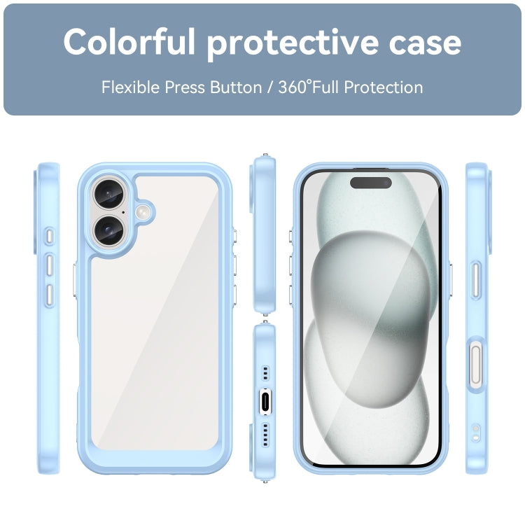 For iPhone 16 Colorful Series Acrylic + TPU Phone Case(Blue) - iPhone 16 Cases by buy2fix | Online Shopping UK | buy2fix