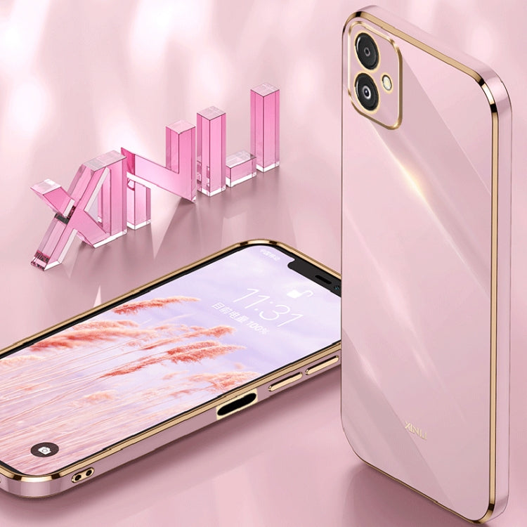For Samsung Galaxy F14 5G XINLI Straight Edge 6D Electroplate TPU Phone Case(Pink) - Galaxy Phone Cases by XINLI | Online Shopping UK | buy2fix