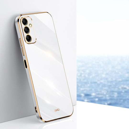 For Samsung Galaxy M14 5G XINLI Straight Edge 6D Electroplate TPU Phone Case(White)