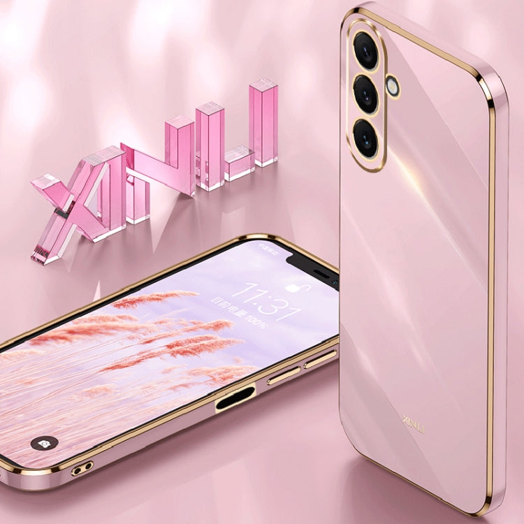 For Samsung Galaxy M54 5G XINLI Straight Edge 6D Electroplate TPU Phone Case(Pink) - Galaxy Phone Cases by XINLI | Online Shopping UK | buy2fix