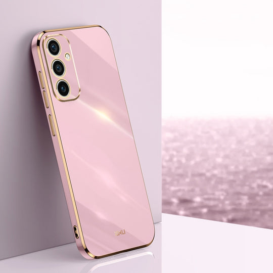 For Samsung Galaxy A35 5G XINLI Straight Edge 6D Electroplate TPU Phone Case(Cherry Purple)
