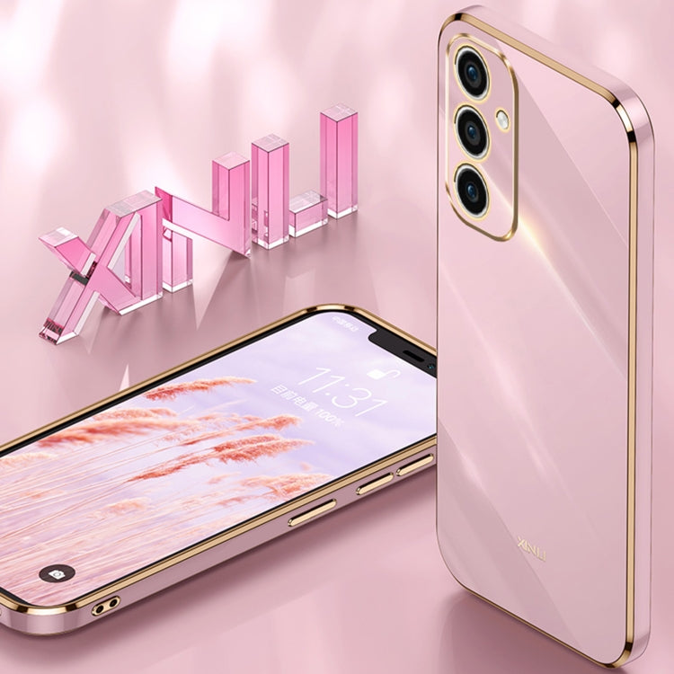 For Samsung Galaxy A35 5G XINLI Straight Edge 6D Electroplate TPU Phone Case(Pink) - Galaxy Phone Cases by XINLI | Online Shopping UK | buy2fix