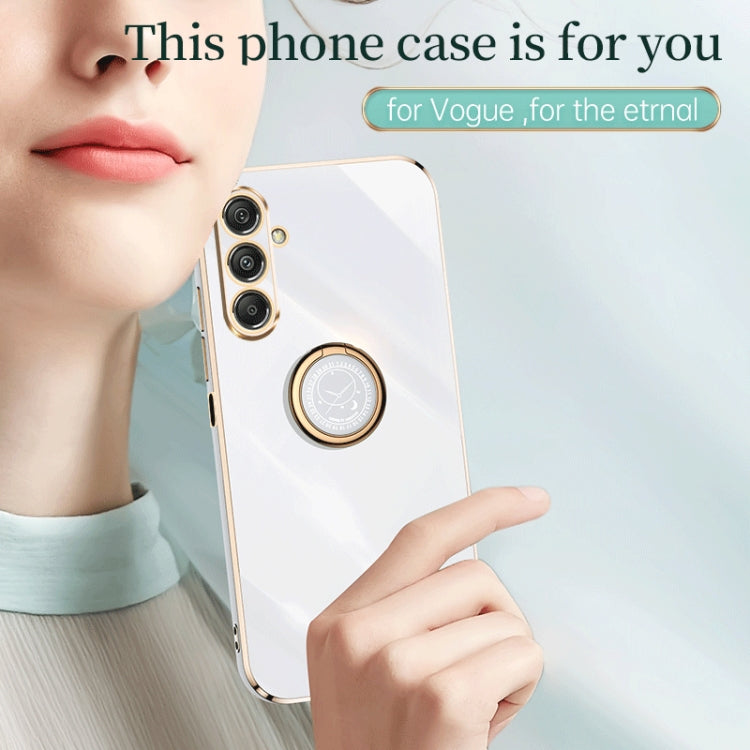 For Samsung Galaxy M34 5G XINLI Straight Edge 6D Electroplate TPU Phone Case with Ring Holder(White) - Galaxy Phone Cases by XINLI | Online Shopping UK | buy2fix