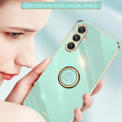 For Samsung Galaxy M34 5G XINLI Straight Edge 6D Electroplate TPU Phone Case with Ring Holder(Mint Green) - Galaxy Phone Cases by XINLI | Online Shopping UK | buy2fix