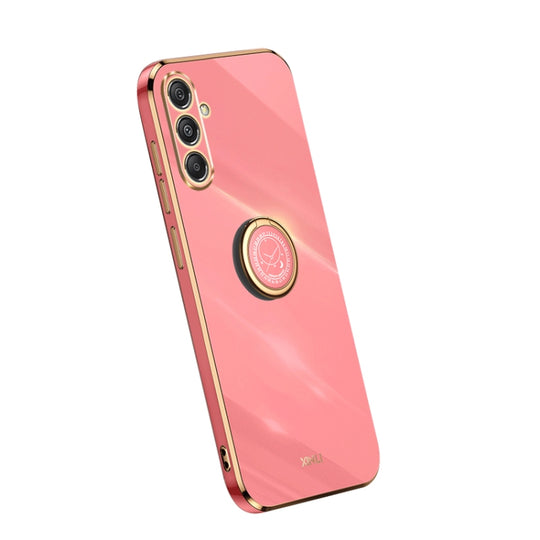 For Samsung Galaxy S23 FE 5G XINLI Straight Edge 6D Electroplate TPU Phone Case with Ring Holder(Hawthrn Red)