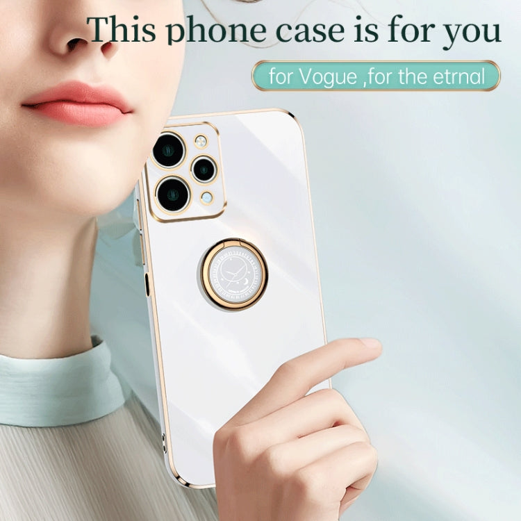For Xiaomi Redmi 12 4G XINLI Straight Edge 6D Electroplate TPU Phone Case with Ring Holder(Mint Green) - Xiaomi Cases by XINLI | Online Shopping UK | buy2fix