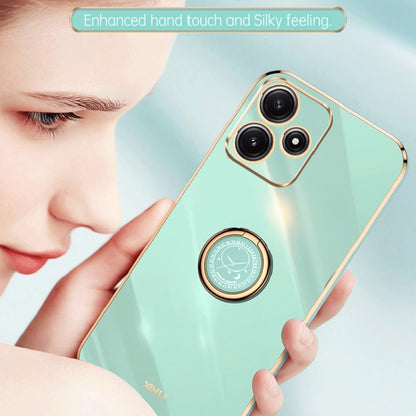 For Xiaomi Redmi Note 12R XINLI Straight Edge 6D Electroplate TPU Phone Case with Ring Holder(Mint Green) - Xiaomi Cases by XINLI | Online Shopping UK | buy2fix