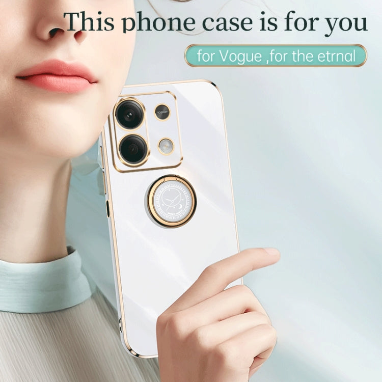 For Xiaomi Redmi Note 13 5G XINLI Straight Edge 6D Electroplate TPU Phone Case with Ring Holder(Black) by XINLI