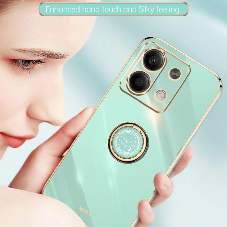 For Xiaomi Redmi Note 13 5G XINLI Straight Edge 6D Electroplate TPU Phone Case with Ring Holder(Black) by XINLI