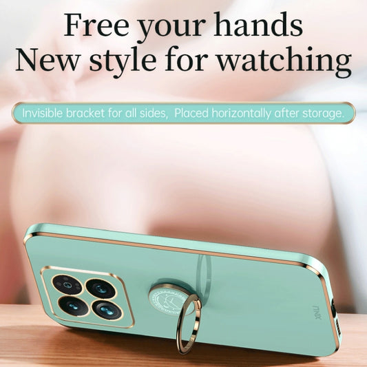 For Xiaomi 14 XINLI Straight Edge 6D Electroplate TPU Phone Case with Ring Holder(Celestial Blue) by XINLI