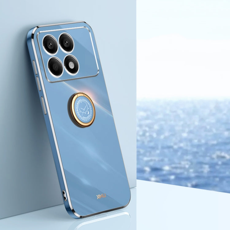 For Xiaomi Redmi K70 XINLI Straight Edge 6D Electroplate TPU Phone Case with Ring Holder(Celestial Blue) by XINLI
