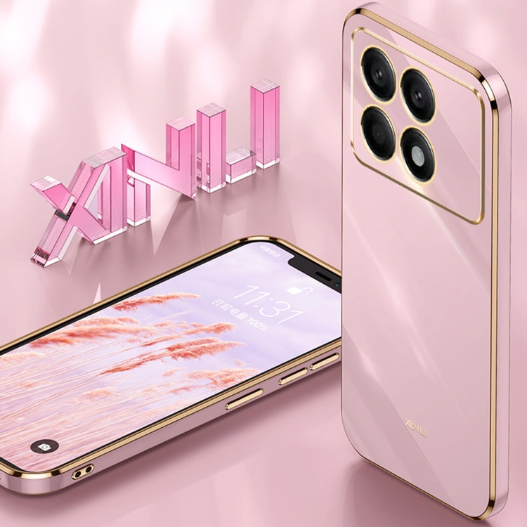 For Xiaomi Redmi K70 XINLI Straight Edge 6D Electroplate TPU Phone Case with Ring Holder(Celestial Blue) by XINLI