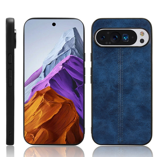 For Google Pixel 9 Pro Sewing Cow Pattern Skin PC + PU + TPU Phone Case(Blue) by buy2fix
