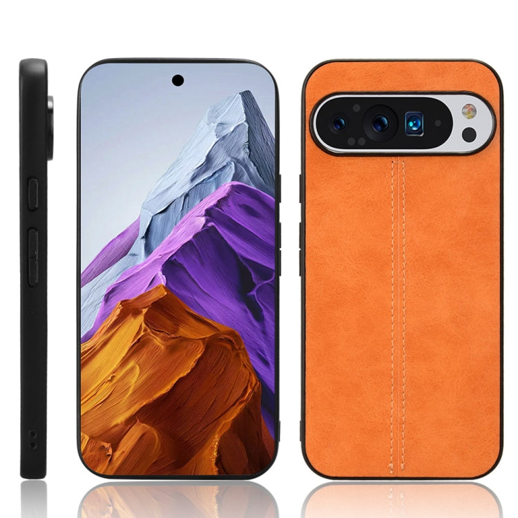 For Google Pixel 9 Sewing Cow Pattern Skin PC + PU + TPU Phone Case(Orange) - Google Cases by buy2fix | Online Shopping UK | buy2fix