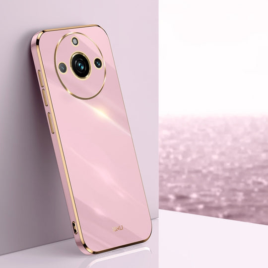 For Realme 11 Pro+ 5G XINLI Straight 6D Plating Gold Edge TPU Phone Case(Cherry Purple)
