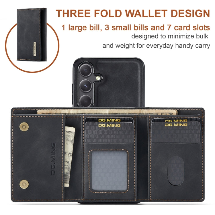 For Samsung Galaxy S24+ 5G DG.MING M1 Series 3-Fold Multi Card Wallet + Magnetic Phone Case(Black) - Galaxy S24+ 5G Cases by DG.MING | Online Shopping UK | buy2fix