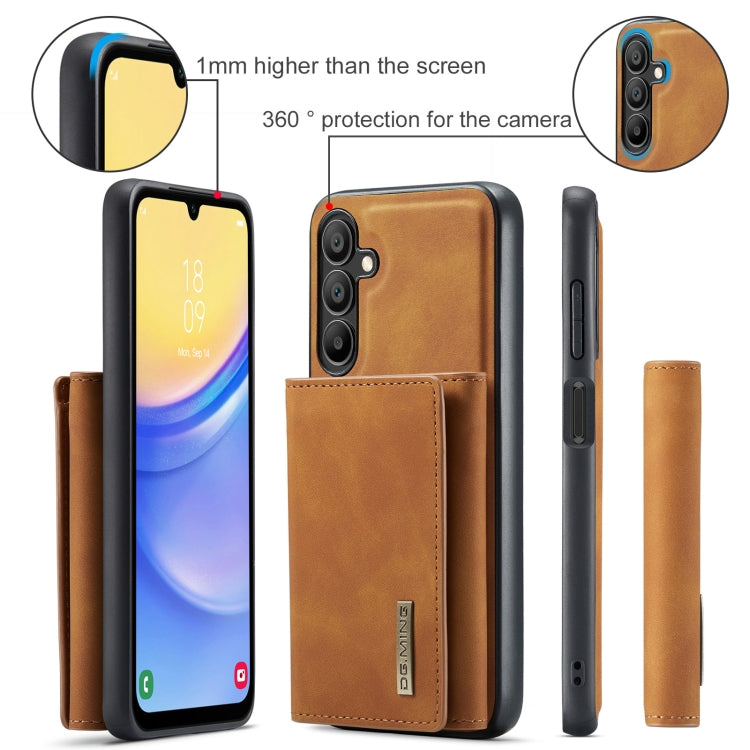 For Samsung Galaxy A15 5G / A15 4G DG.MING M1 Series 3-Fold Multi Card Wallet + Magnetic Phone Case(Brown) - Galaxy Phone Cases by DG.MING | Online Shopping UK | buy2fix