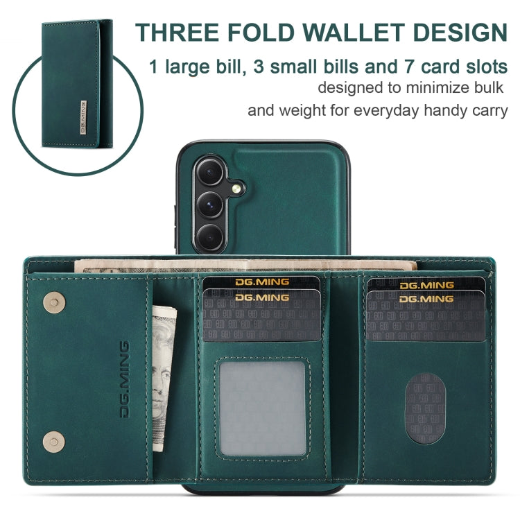 For Samsung Galaxy A55 5G DG.MING M1 Series 3-Fold Multi Card Wallet + Magnetic Phone Case(Green) by DG.MING