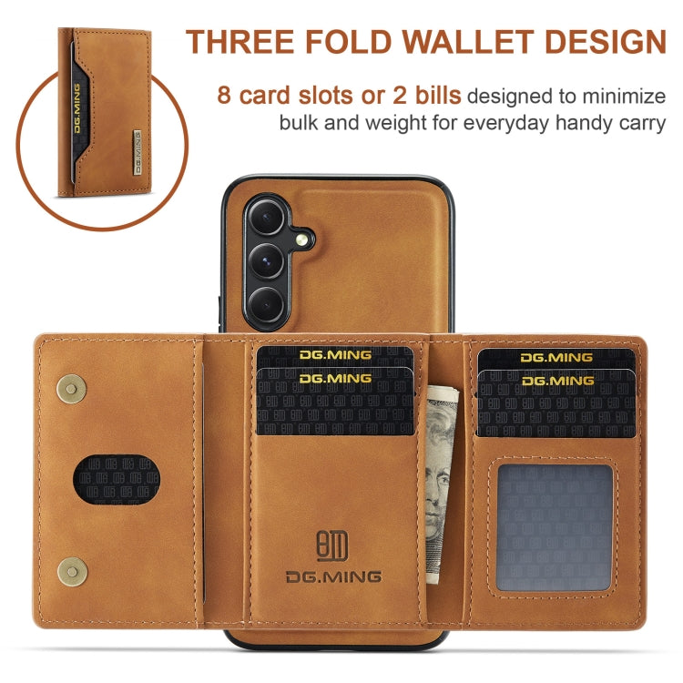 For Samsung Galaxy A35 5G DG.MING M2 Series 3-Fold Multi Card Bag + Magnetic Phone Case(Brown) - Galaxy Phone Cases by DG.MING | Online Shopping UK | buy2fix