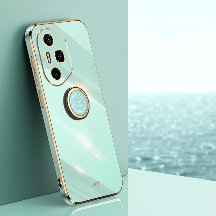 For Honor 300 Pro XINLI Straight Edge 6D Electroplate TPU Phone Case with Ring Holder(Mint Green) - Honor Cases by XINLI | Online Shopping UK | buy2fix
