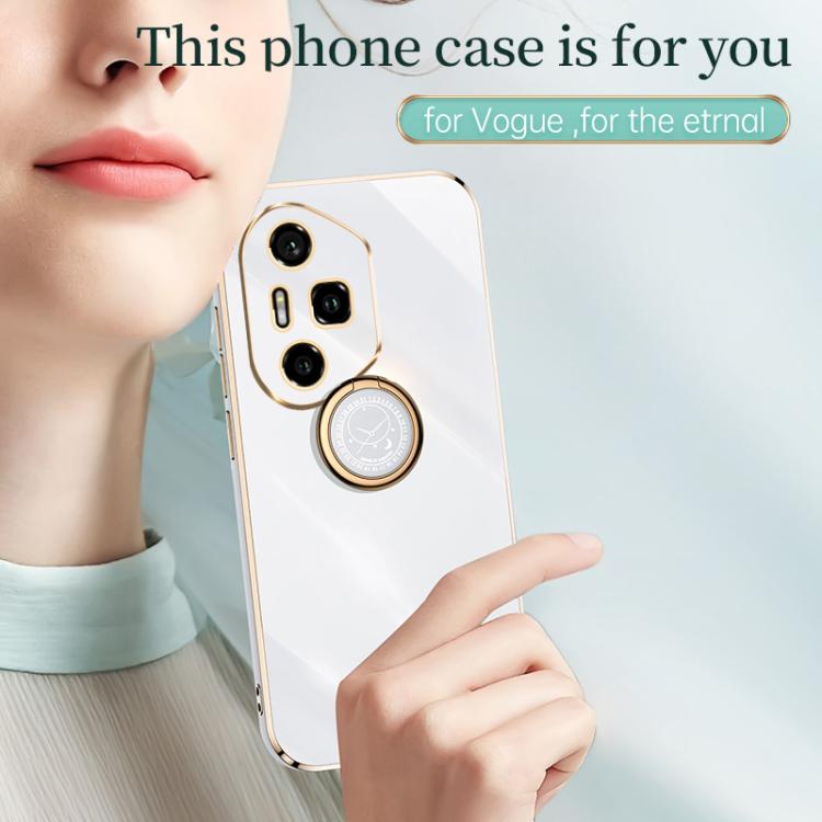 For Honor 300 Pro XINLI Straight Edge 6D Electroplate TPU Phone Case with Ring Holder(Mint Green) - Honor Cases by XINLI | Online Shopping UK | buy2fix