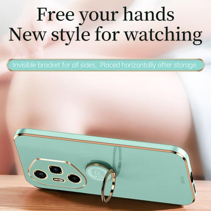 For Honor 300 Pro XINLI Straight Edge 6D Electroplate TPU Phone Case with Ring Holder(Mint Green) - Honor Cases by XINLI | Online Shopping UK | buy2fix