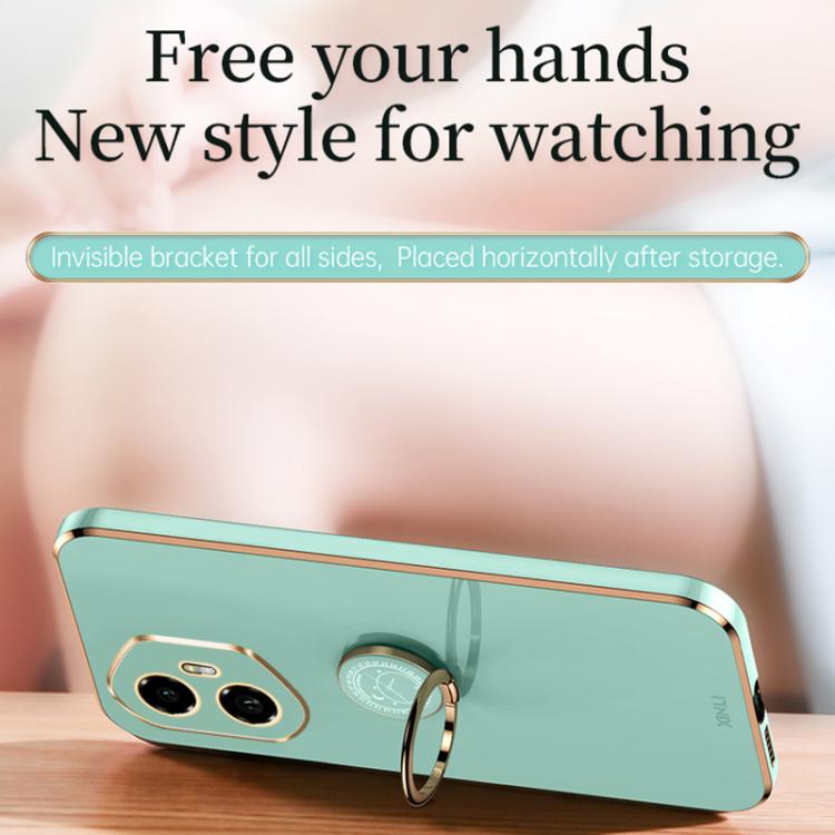 For Honor 300 XINLI Straight Edge 6D Electroplate TPU Phone Case with Ring Holder(Pink) - Honor Cases by XINLI | Online Shopping UK | buy2fix