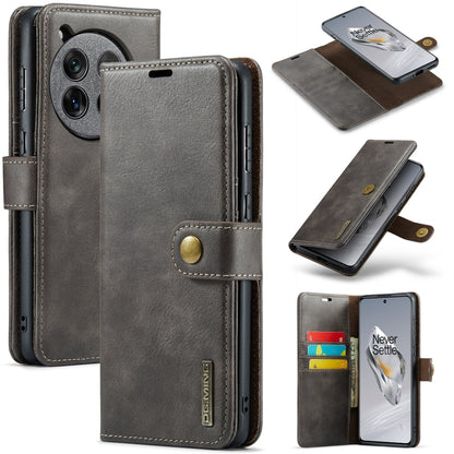 For OnePlus 12 DG.MING Crazy Horse Texture Detachable Magnetic Leather Case(Grey) by DG.MING