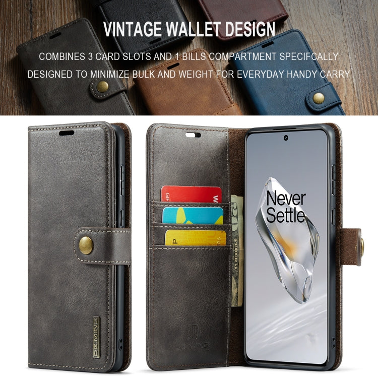 For OnePlus 12 DG.MING Crazy Horse Texture Detachable Magnetic Leather Case(Grey) by DG.MING