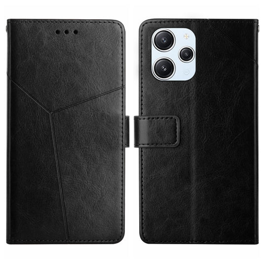 For Xiaomi Redmi 12 4G Global Y-shaped Pattern Flip Leather Phone Case(Black) - Xiaomi Cases by buy2fix | Online Shopping UK | buy2fix