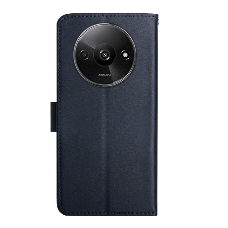 For Xiaomi Redmi A3 Genuine Leather Fingerprint-proof Flip Phone Case(Blue) - Xiaomi Cases by buy2fix | Online Shopping UK | buy2fix