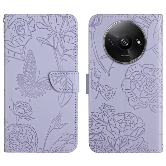 For Xiaomi Redmi A3 Skin Feel Butterfly Embossed Flip Leather Phone Case(Purple) - Xiaomi Cases by buy2fix | Online Shopping UK | buy2fix