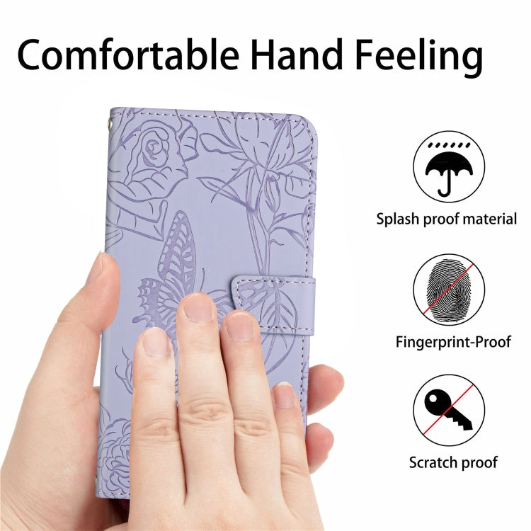 For Xiaomi Redmi A3 Skin Feel Butterfly Embossed Flip Leather Phone Case(Purple) - Xiaomi Cases by buy2fix | Online Shopping UK | buy2fix